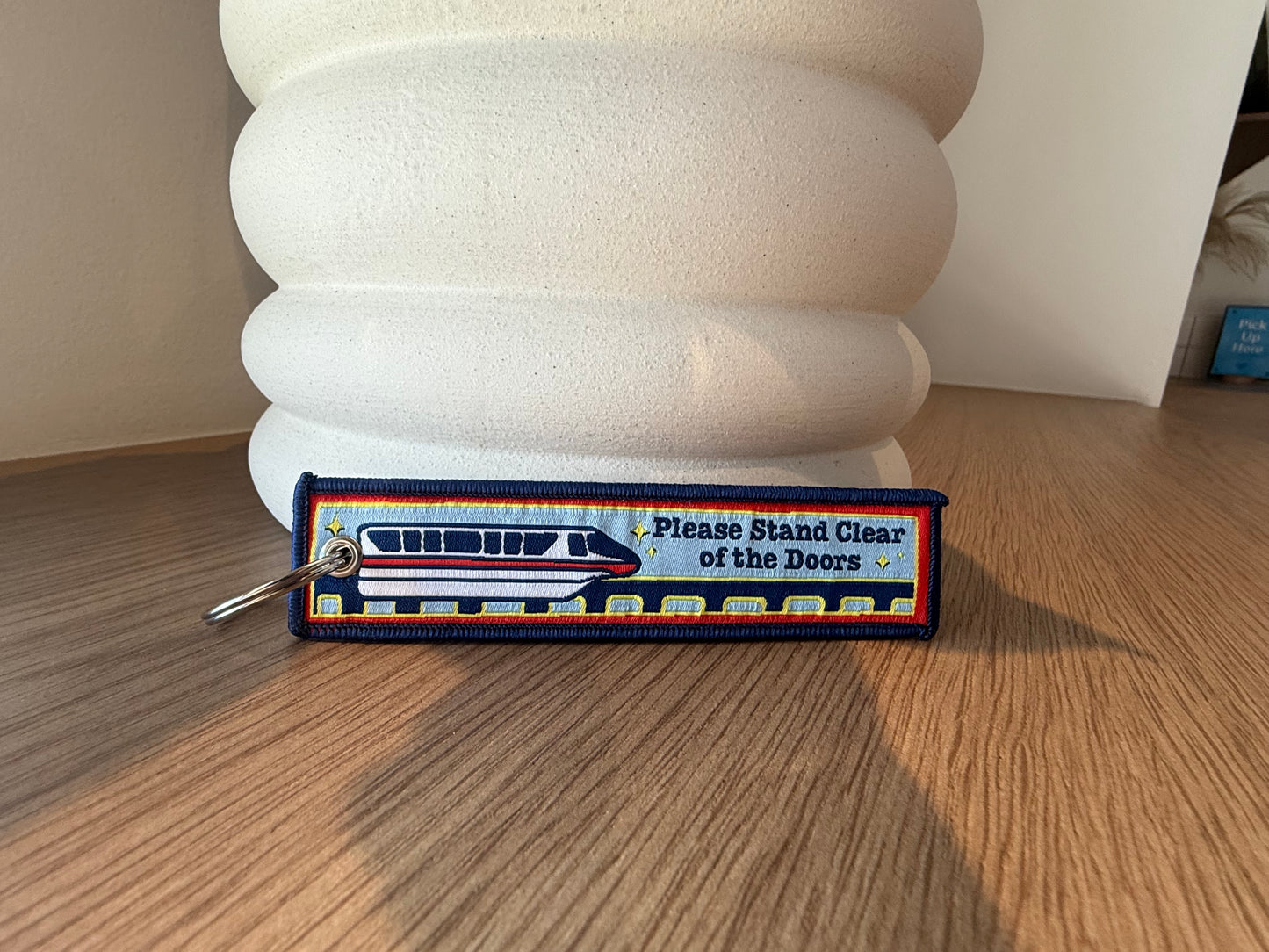 Please Stand Clear Jet Tag Keychain Bag Charm