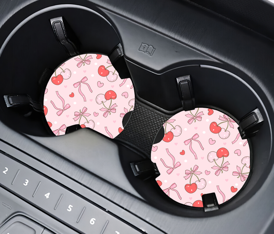 Bows and Cherries Car Coaster