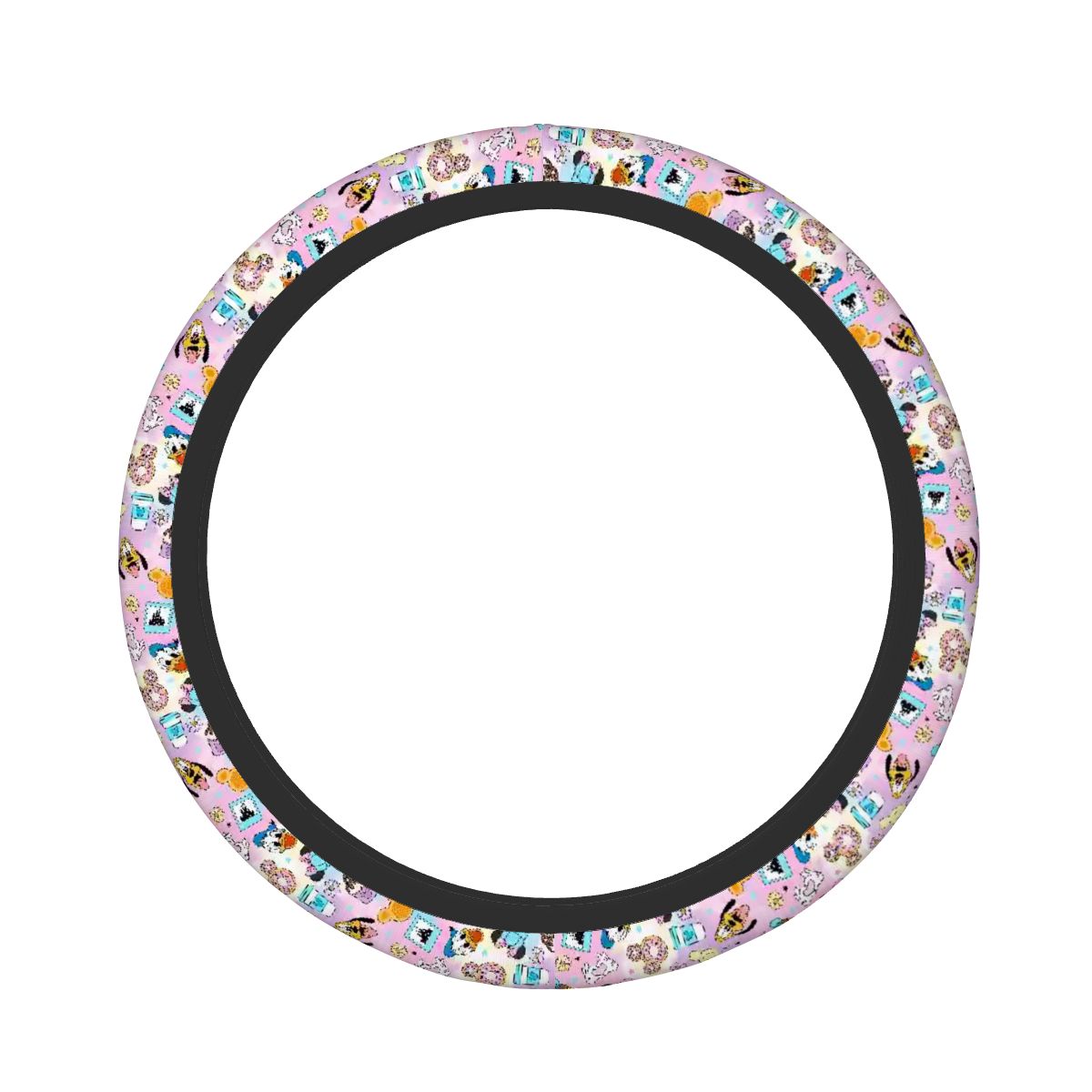 Pastel snacks and friends - Steering Wheel Cover