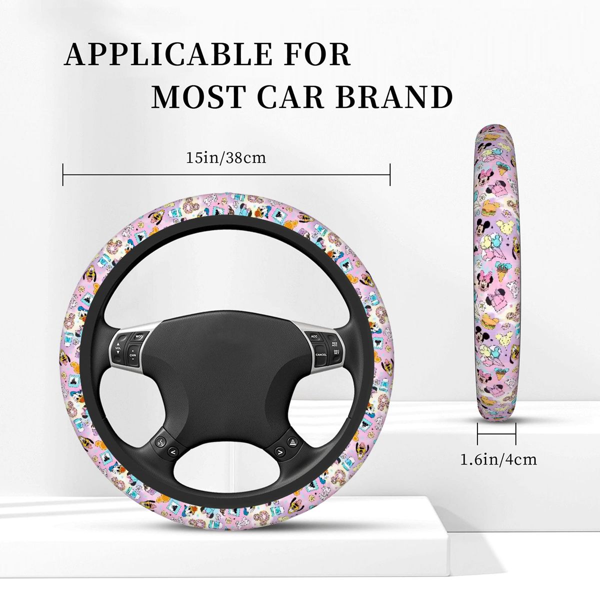 Pastel snacks and friends - Steering Wheel Cover