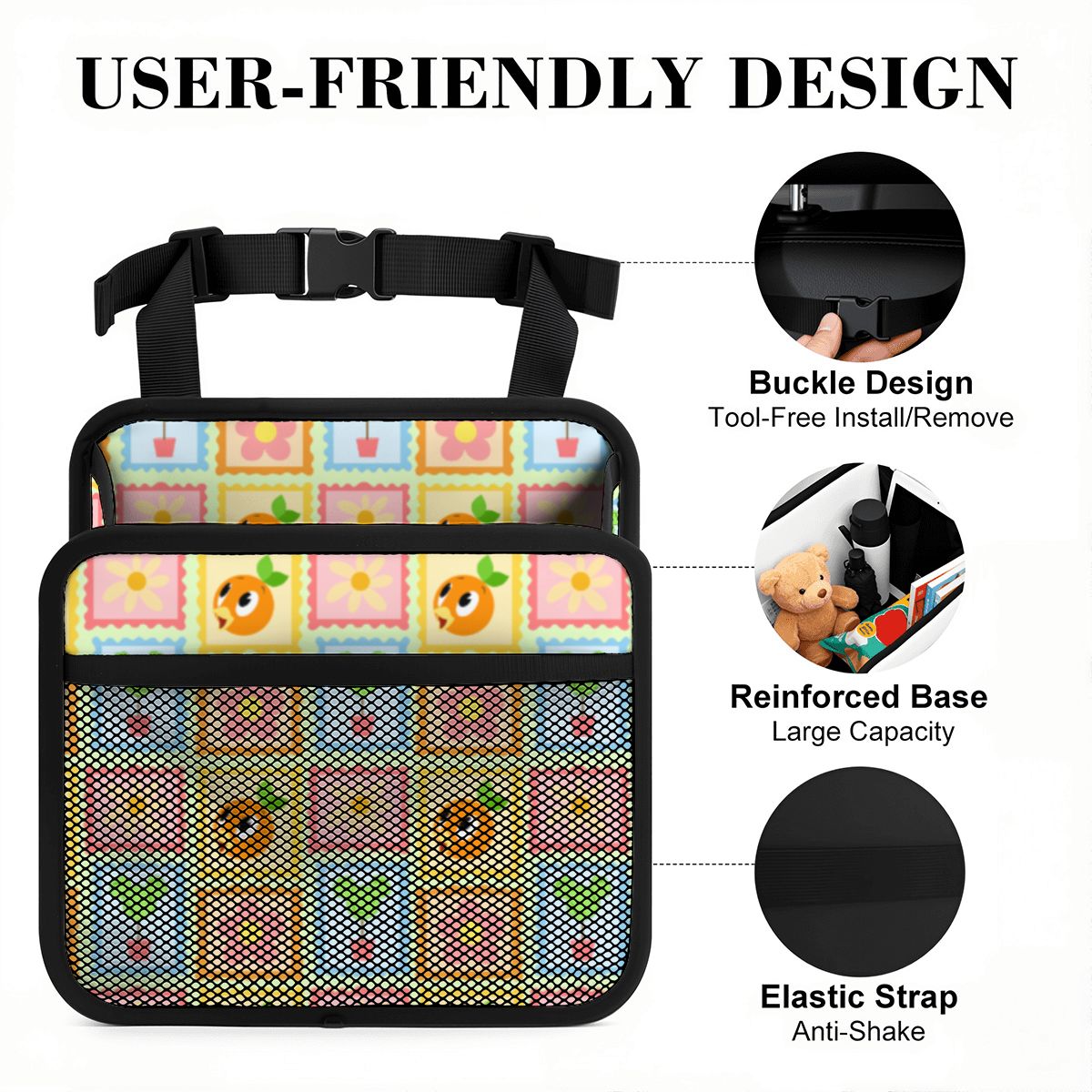 Orange Flower Fest- Car Backseat Organizer
