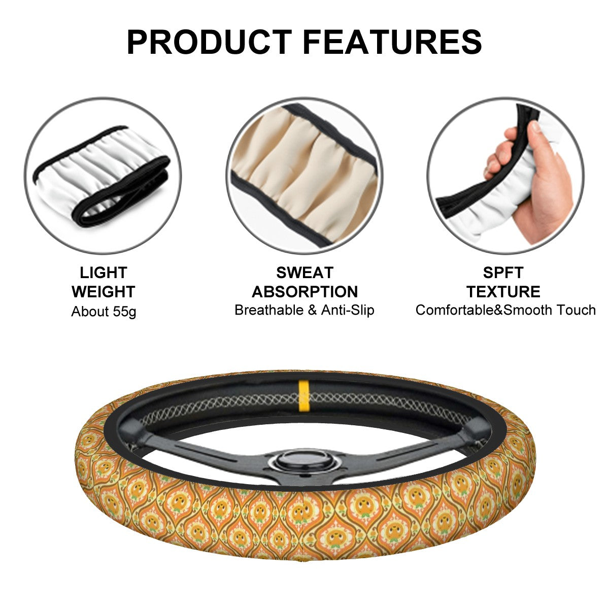 Orange Avian Steering Wheel Cover