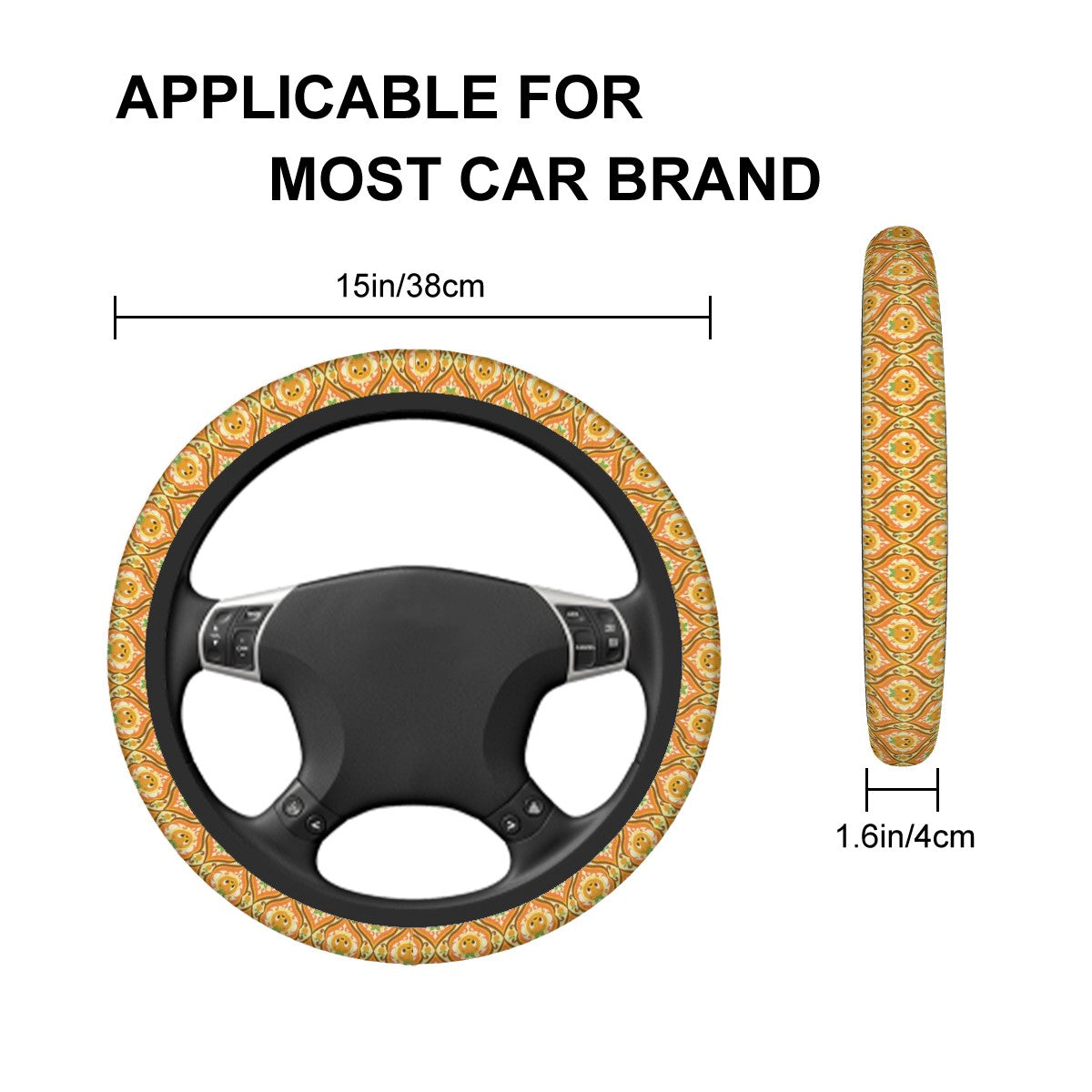 Orange Avian Steering Wheel Cover