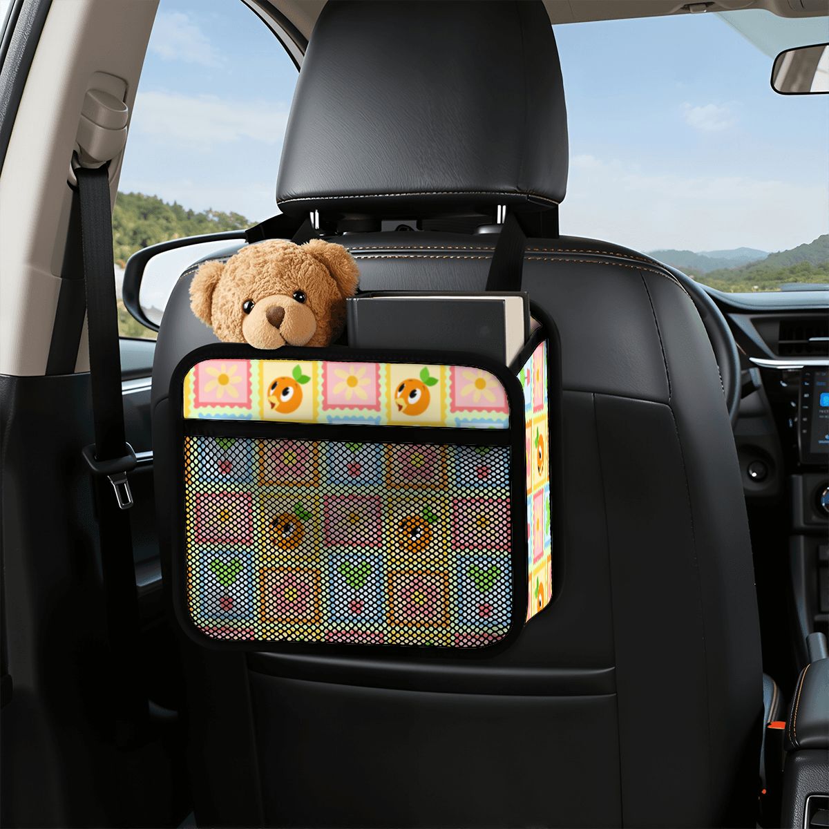 Orange Flower Fest- Car Backseat Organizer
