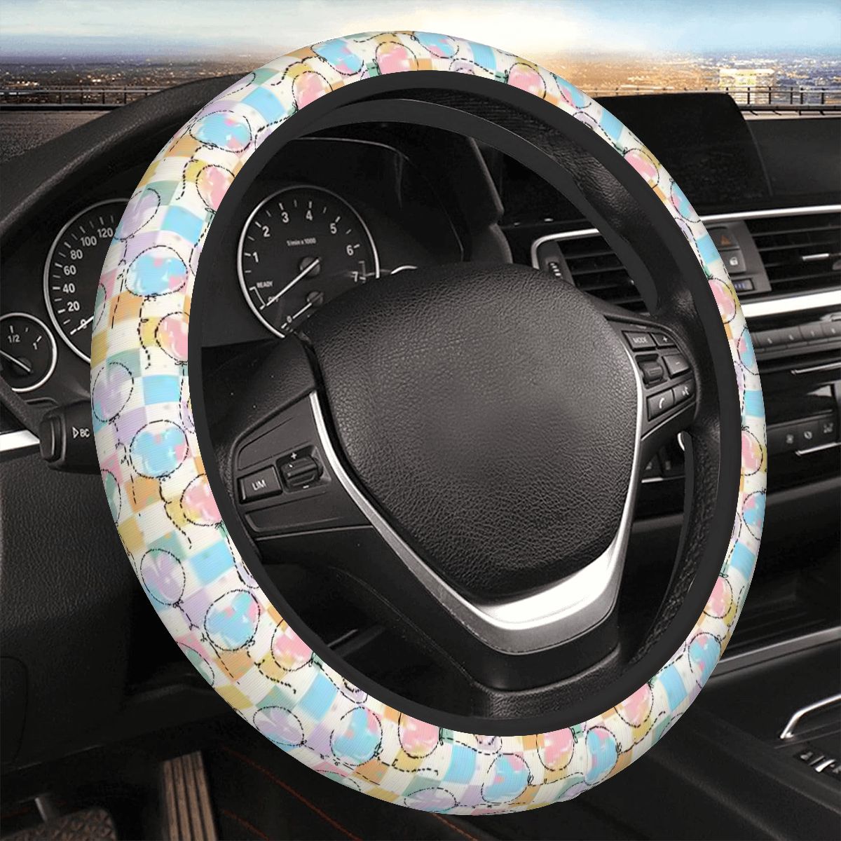 Pastel Balloons - Steering Wheel Cover